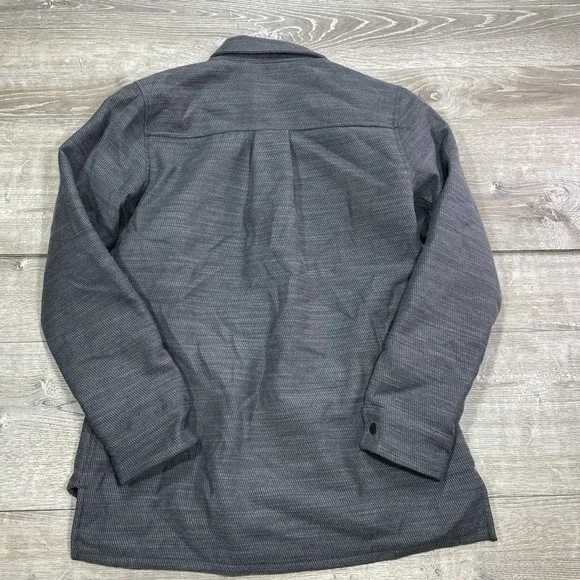 REI‎ Co-op Jacket Mens Small Gray Herringbone Quilted Snap Shirt Lined Insulated - Picture 4 of 10